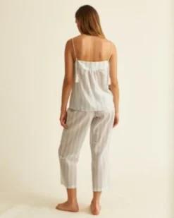 Skin Sale Crinkle Cotton Stripe Shirred Cami