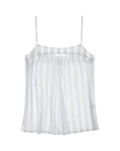 Skin Sale Crinkle Cotton Stripe Shirred Cami