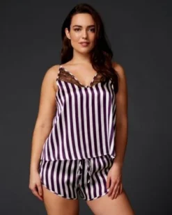 Violet & Wren Berry Stripe Lace Apex Cami Sale