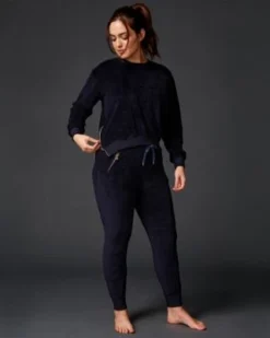 Sundry Velour Zip Pocket Pintuck Pant