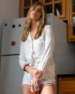 Cosabella Chevron Down Icon Bella Bridal Long Sleeve Top & Boxer Pajama Set