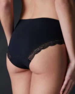 Hanro Underwear Cotton Lace Hi Cut Brief