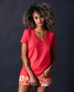 Hanro Chevron Down Icon Short Sleeve V-Neck Shirt