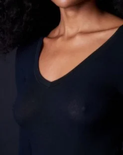 Collezione Privata Fine Rib V Neck Long Sleeve