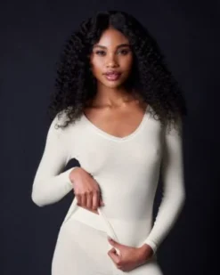 Collezione Privata Fine Rib V Neck Long Sleeve