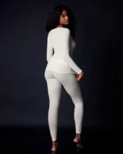 Collezione Privata Fine Rib V Neck Long Sleeve