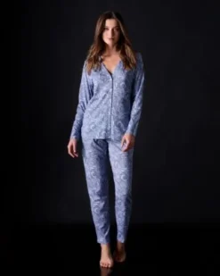 Hanro Jersey Long Sleeve Print Shirt Chevron Down Icon